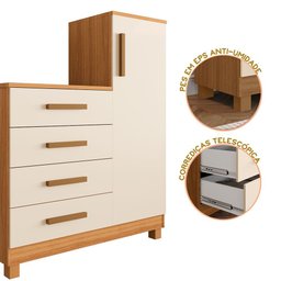 Comoda Off White Quarto Casal Sapateira Grande com 4 Gavetas Reforçadas Versátil Bege - 6