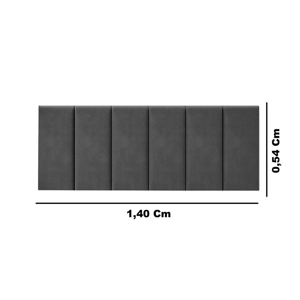 Cabeceira Painel Riscada Estofada para Cama de Casal 1,40 - Cinza Grafite - 3