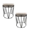 Ver imagem 3 de Kit 02 Puff Babu Suede Base Preto Bege