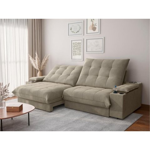 Sofá Thor 2,50cm com Super Pillow e Molas Ensacadas Veludocristal- Netsofas - Fendi