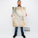 Ver imagem 2 de Quadro Decorativo Caixa Alta com Vidro Abstrato Mármore Sofisticado TaColado Moldura Branca 90 x 60c