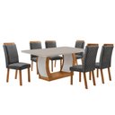 Ver imagem 1 de Mesa de Jantar Milena 180cm Tampo MDF Vidro Canto Copo com 6 Cadeiras Lorena Moderna Mobília