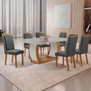 Ver imagem 7 de Mesa de Jantar Milena 180cm Tampo MDF Vidro Canto Copo com 6 Cadeiras Lorena Moderna Mobília