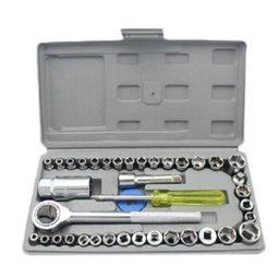KIT JOGO CHAVE CATRACA REVERSIVEL JOGO DE SOQUETE 40 PÇS COM ESTOJO - 1