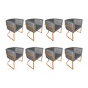 Ver imagem 1 de Kit 8 Poltronas Decorativa Sala de Estar Base de Ferro Cobre Veludo Cinza