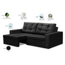 Ver imagem 4 de Sofá Retrátil 2 Lugares 1,80m Liz Suede Preto Adonai Estofados