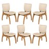 Kit 6 Cadeiras Estofadas de Madeira Maciça Imbuia 44 x 86 Cm Irlanda Linho Bege M58 - RMI - 1