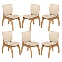 Ver imagem 1 de Kit 6 Cadeiras Estofadas de Madeira Maciça Imbuia 44 x 86 Cm Irlanda Linho Bege M58 - RMI