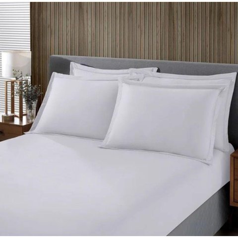 Jogo de Cama Solteiro King Malha Liso 2 Peças Image Branco