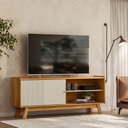 Ver imagem 1 de Rack Bancada Decorativo Audrey Mdp/mdf Tv até 65 Polegadas Nature/off White G77 - Gran Belo
