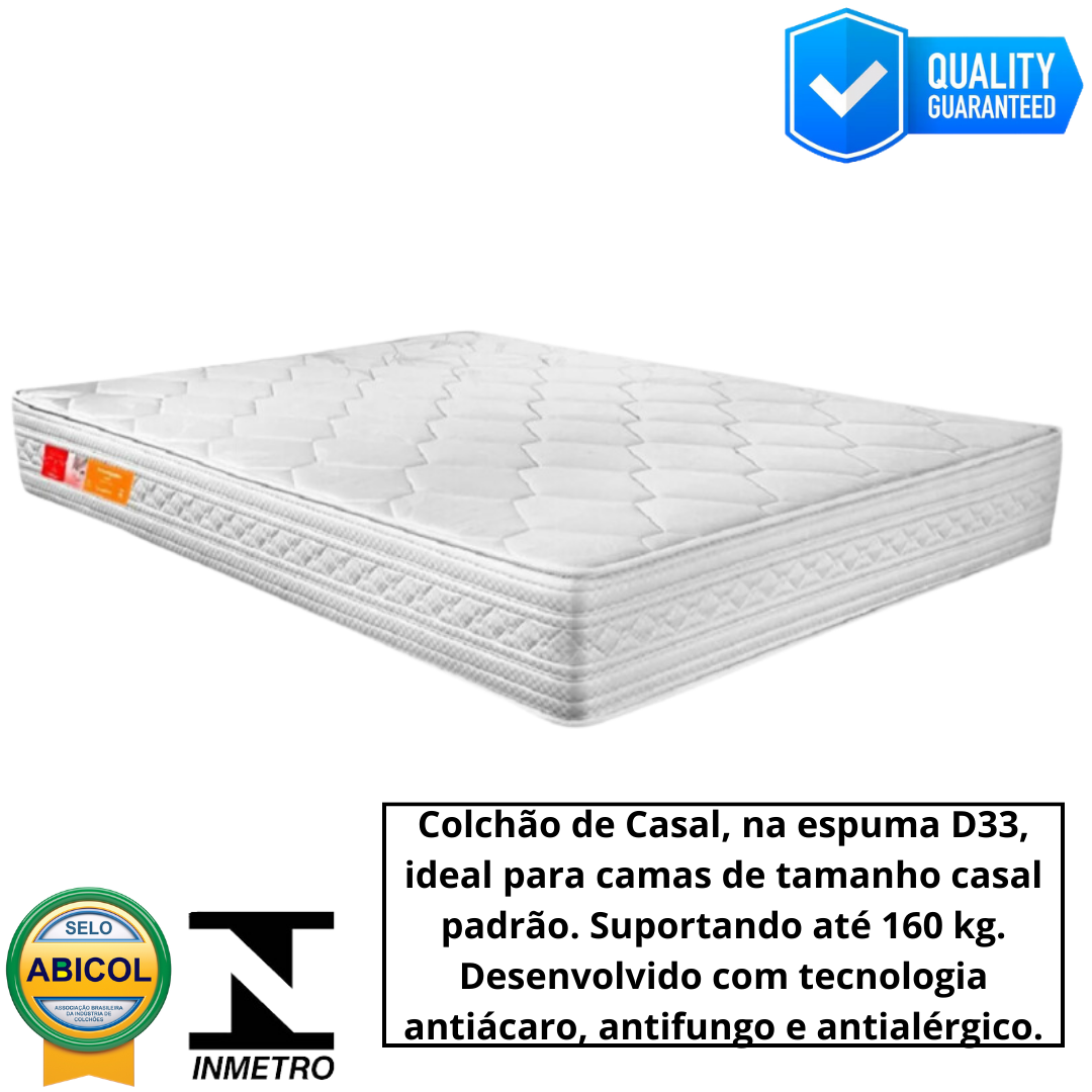 Colchão Casal 138x188 Espuma D33 Firme Qualidade Top - 3