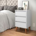 Ver imagem 2 de Mesa De Cabeceira Retrô Wood 3 Gaveta Branco Quarto