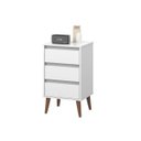 Ver imagem 1 de Mesa De Cabeceira Retrô Wood 3 Gaveta Branco Quarto