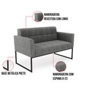 Ver imagem 6 de Kit 1 Sofá Namoradeira e 2 Poltronas Elisa Linho Base Metálica Industrial Preto - D'Rossi A26 Grafit