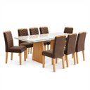 Ver imagem 2 de Conjunto Sala de Jantar 8 Lugares Retangular Tampo Vidro/MDF 200x90cm Mesa Lyra e Cadeiras Carol