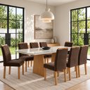 Ver imagem 1 de Conjunto Sala de Jantar 8 Lugares Retangular Tampo Vidro/MDF 200x90cm Mesa Lyra e Cadeiras Carol
