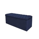 Ver imagem 3 de Kit Cabeceira + Calçadeira Baú Livia Solteiro Estofada MDF-MDP Couro Sintético Azul Marinho Gat