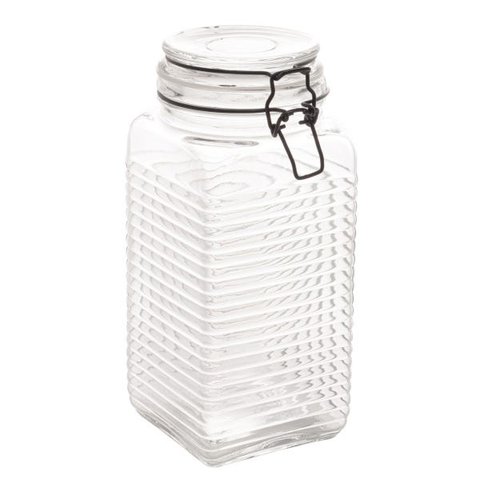 Pote hermético de vidro com metal preto 10 x 23,5cm