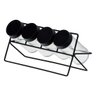 Conjunto 4 Potes para Tempero em Vidro com Tampa e Suporte Metal Preto - 1