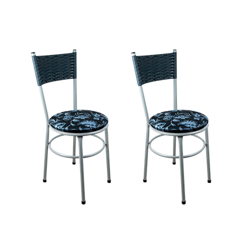 2 Cadeiras Cinza para Cozinha Viena:Floral Preto