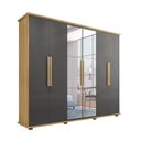 Ver imagem 2 de Guarda-Roupa Casal com 6 Portas com Espelho e 4 Gavetas Internas com Maleiro Canadá Off White/Cinamomo