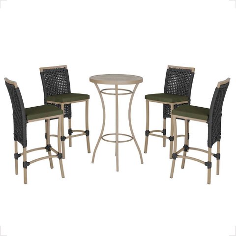 Mesa Bistro e 4 Banquetas Roma Fendi Corda Náutica 13 Trama Original