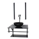 Ver imagem 1 de GABINETE DE VIDRO PARA BANHEIRO 60CM AP CUBA REDONDA PRETO FULL COM TORNEIRA PRETA