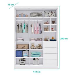 Guarda Roupa Infantil Eloá 3 Portas Branco Cinza – Phoenix Baby - 2