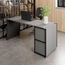 Ver imagem 1 de Mesa Escrivaninha 150cm X 60cm e Armário 2 Portas F5 Office Cor:cinza Sagrado com Preto