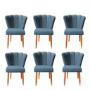Ver imagem 1 de Kit 6 Cadeiras Poltrona Sala de Jantar Penteadeira Reforçada Decorativa Pétala Suede Azul Marinho