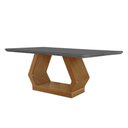 Ver imagem 1 de Mesa para Cozinha Alvorada com Tampo 180x90cm Madeirado Vidro Canto Reto Imbuia Grafite Rufato