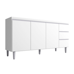 Balcão Gabinete de Pia para Cozinha sem Tampo 160cm 3 Portas Andréia Branco- Mabe Magazine - 2