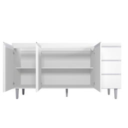 Balcão Gabinete de Pia para Cozinha sem Tampo 160cm 3 Portas Andréia Branco- Mabe Magazine - 3