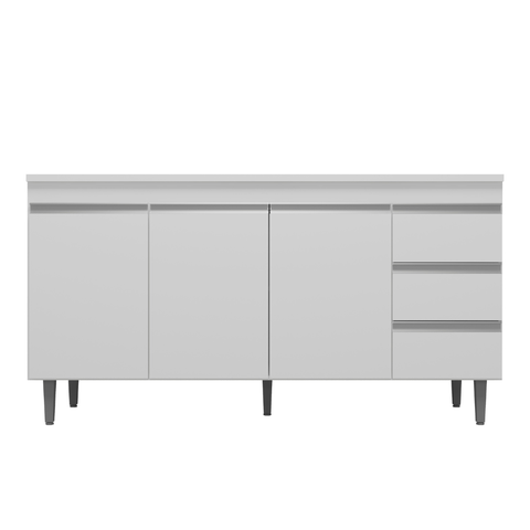 Balcão Gabinete de Pia para Cozinha sem Tampo 160cm 3 Portas Andréia Branco- Mabe Magazine