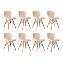 Ver imagem 1 de Kit 08 Cadeiras Estofada Jantar Charles Eames Eiffel Slim Wood Confort Creme