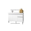 Ver imagem 3 de Balcão Gabinete para Cozinha Tatiane 120cm 3 Portas 1 Gaveta:branco