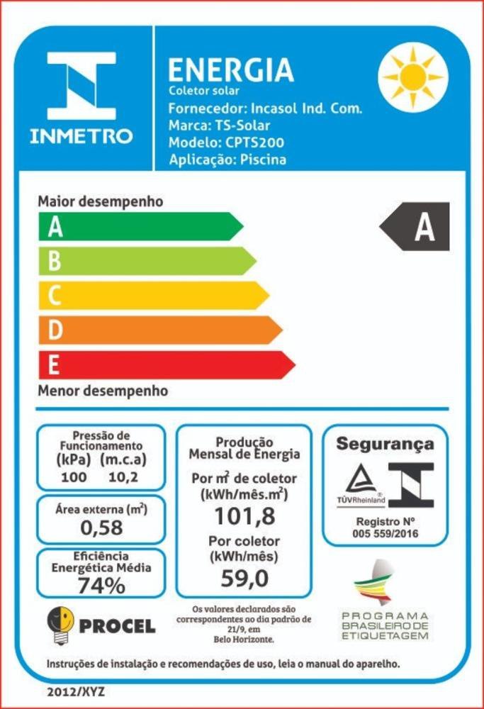 Aquecimento Solar Piscina Coletor Selo A Inmetro Ts Solar 3,00x0,30 Metros - 6