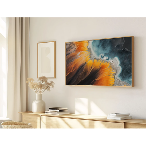 Quadro Decorativo N°192 160x90cm - Panorâmico Abstrato - Onda Fluida - Madeira Clara - Rollflex