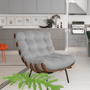Ver imagem 4 de Cadeira Costela Linho Cinza Confortável para Sala e Quarto