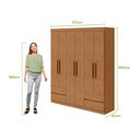 Ver imagem 2 de Guarda-roupas 6 Portas 4 Gavetas com Pés sem Espelho Zeus - Lp - Rei de Casa Amendoa Clean