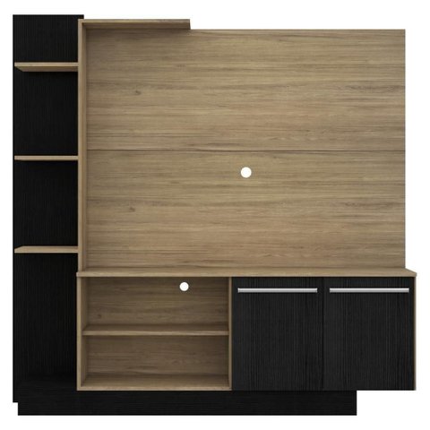 Estante com Painel Tv 55´´ 2 Portas Denver Rustic Preto