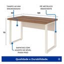 Ver imagem 5 de Mesa Escritório Pé Quadro 1,20x0,60m c/ Gavetas Nogal Sevilha / Champanhe