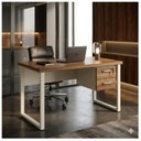Ver imagem 7 de Mesa Escritório Pé Quadro 1,20x0,60m c/ Gavetas Nogal Sevilha / Champanhe