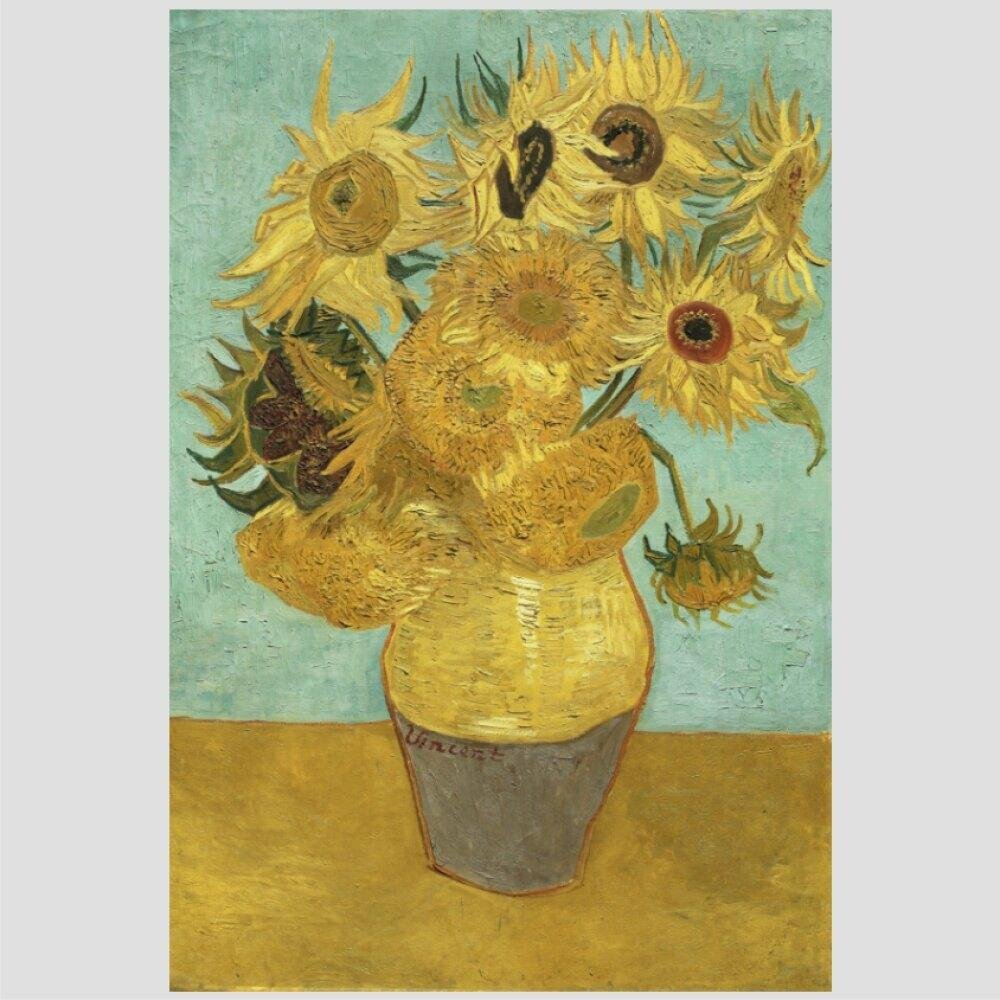 Quadro Van Gogh Girassóis Tela No Chassi 63X42Cm - 2