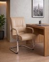 Ver imagem 1 de Cadeira Office Base Fixa em Aço Cromado e Couro Ecologico Austin Bege/Fendi