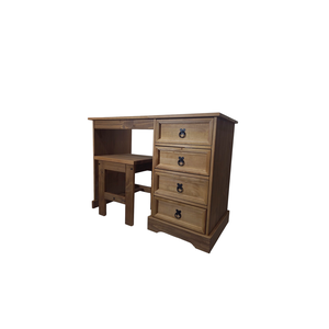 Escrivaninha Cancun 4 Gavetas com Banqueta Cera Castanho