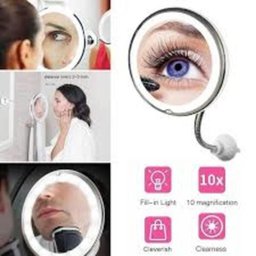 ESPELHO DE PAREDE PARA MAQUIAGEM E BARBA AUMENTO 10X COM LUZ LED FLEXIVEL BANHEIRO QUARTO E CAMARIM - 4 ESPELHO DE PAREDE PARA MAQUIAGEM E BARBA AUMENTO 10X COM LUZ LED FLEXIVEL BANHEIRO QUARTO E CAMARIM - 4