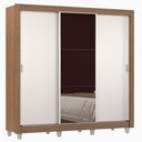 Ver imagem 3 de Guarda Roupa Casal Madesa Lyon 3 Portas de Correr com Espelho 2 Gavetas com Pés - Rustic/branco