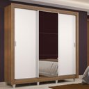 Ver imagem 1 de Guarda Roupa Casal Madesa Lyon 3 Portas de Correr com Espelho 2 Gavetas com Pés - Rustic/branco