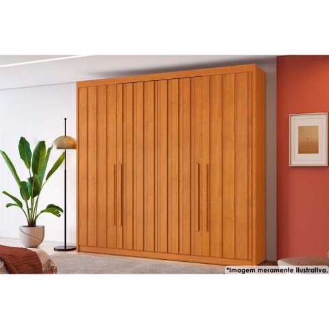 Guarda Roupa 4 Portas Ripadas e 4 Gavetas Grécia Cinamomo - Conquista